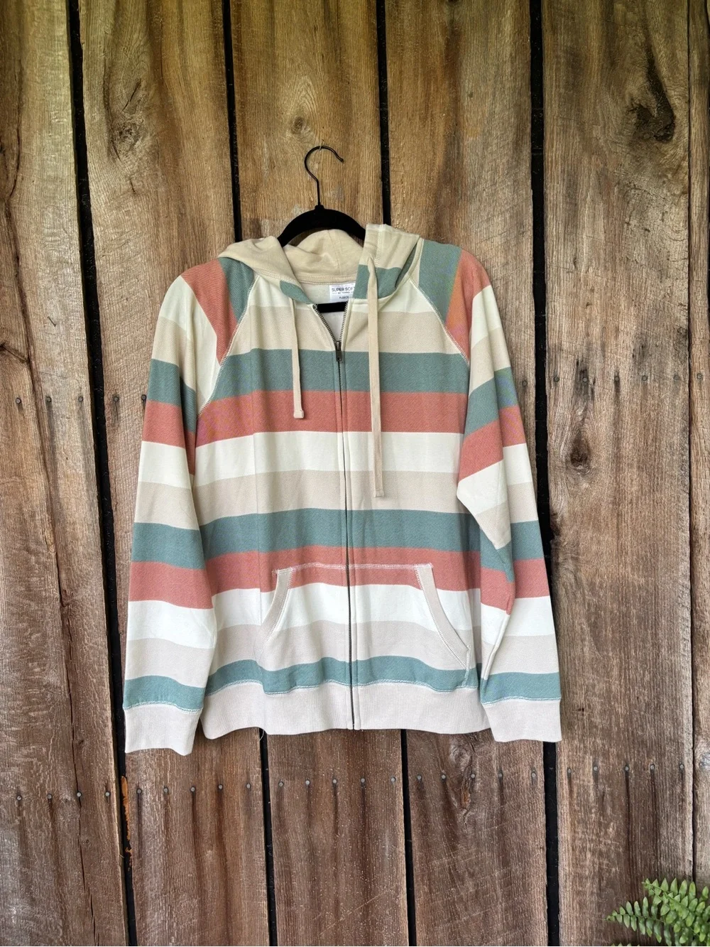 Torrid Super Soft Fleece Zip Hoodie Size 1 L XL Pastel Striped Hooded Jacket - Picture 2 of 7